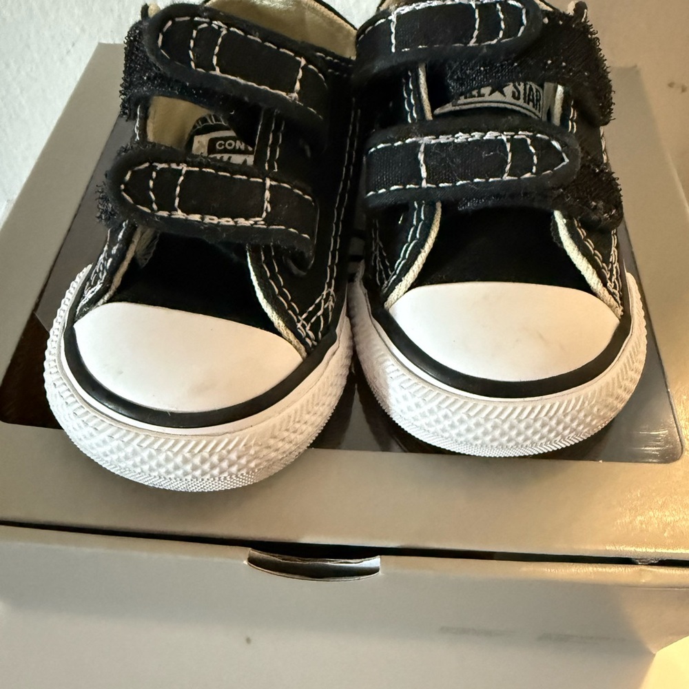 Converse Kids Black and White Velcro Sneakers